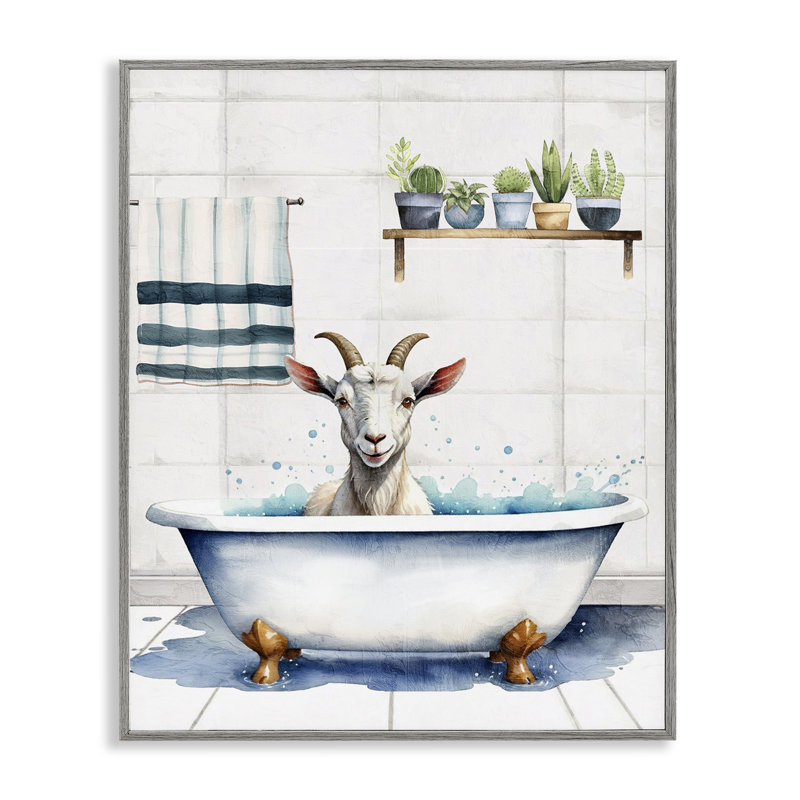 «Goat Bathtime Suds», estampe numérique par Kim Allen bk-127, Estampe numérique Farmhouse, H 20 po x l 16 po