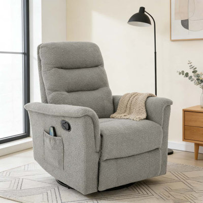 Fauteuil inclinable manuel avec fauteuil berçant et pivotant, fauteuil inclinable avec fonction de massage à 8 points et dossier réglable