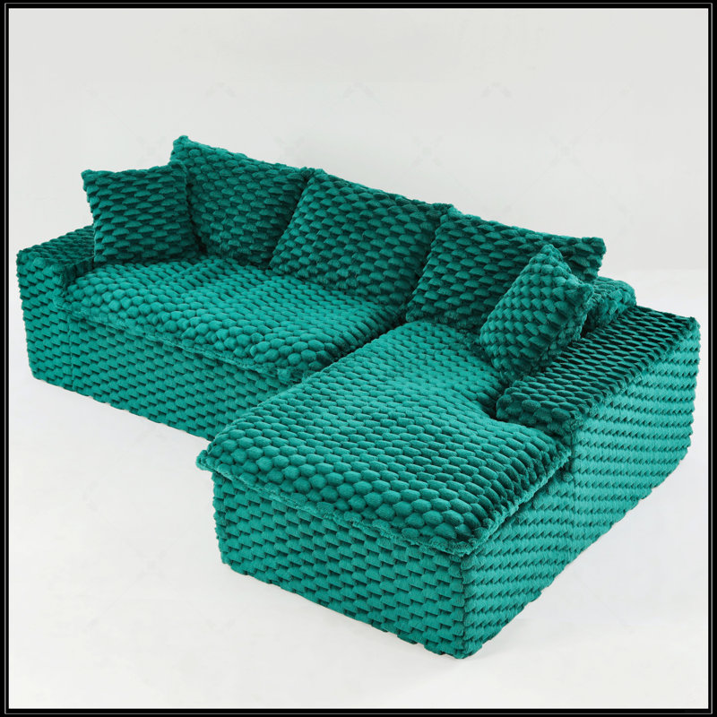 Canapé polyvalent en velours Turtle, Face à la droite, Vert