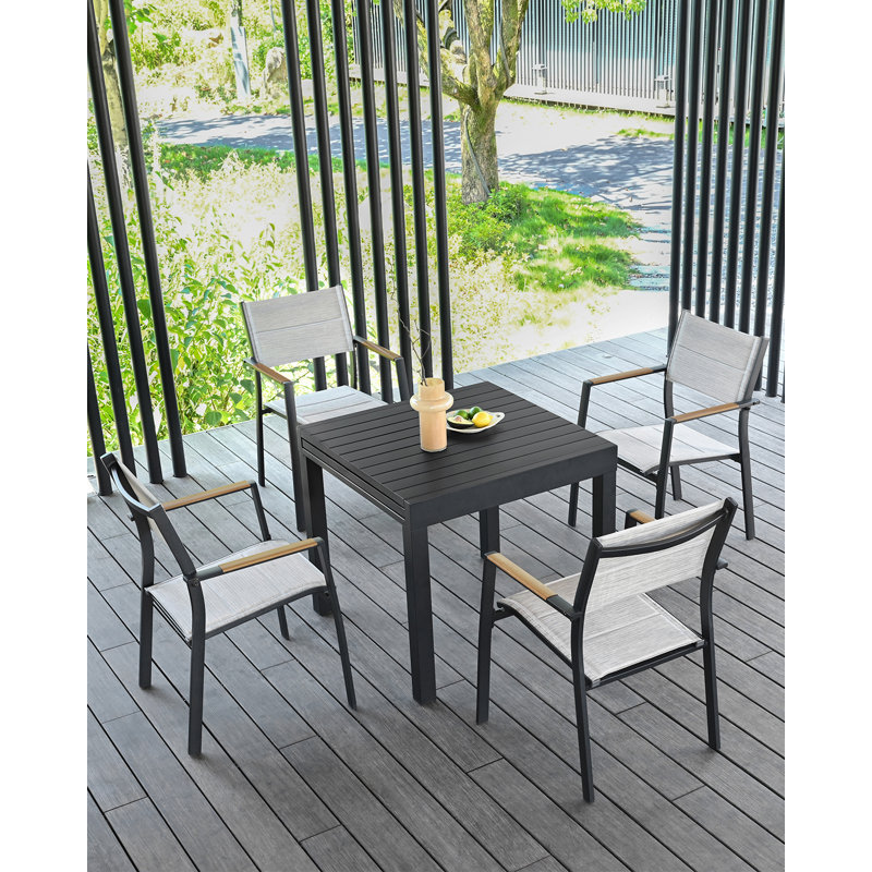 Ensemble de 4 chaises de patio empilables, en aluminium Never-Rust, chaises de salle à manger empilables d'extérieur