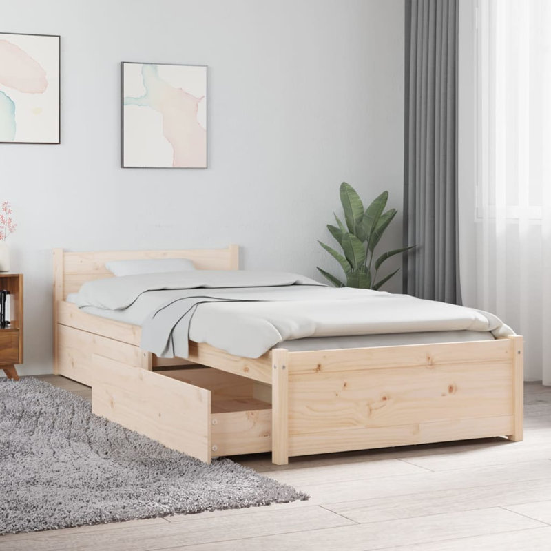 Bed Frame with Drawers, Small Single (2'6), Beige