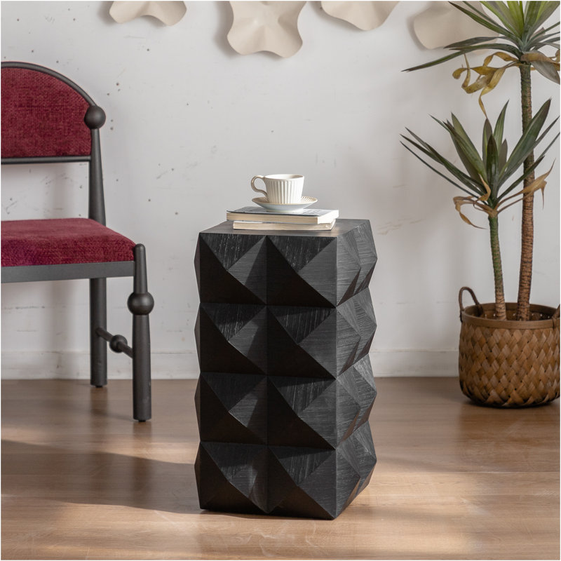 23.62"Height Three-Dimensional Embossed Pattern Design Retro Side Table Retro Furniture