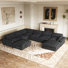 Canapé modulaire en forme de U Kasi, revêtement en chenille de qualité supérieure, canapé convertible surdimensionné avec repose-pieds double