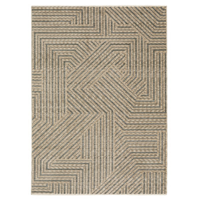 Tapis beige / gris à motif géométrique industriel Eidan