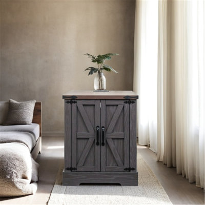Versatile Farmhouse End Table with Charging and Storage Options