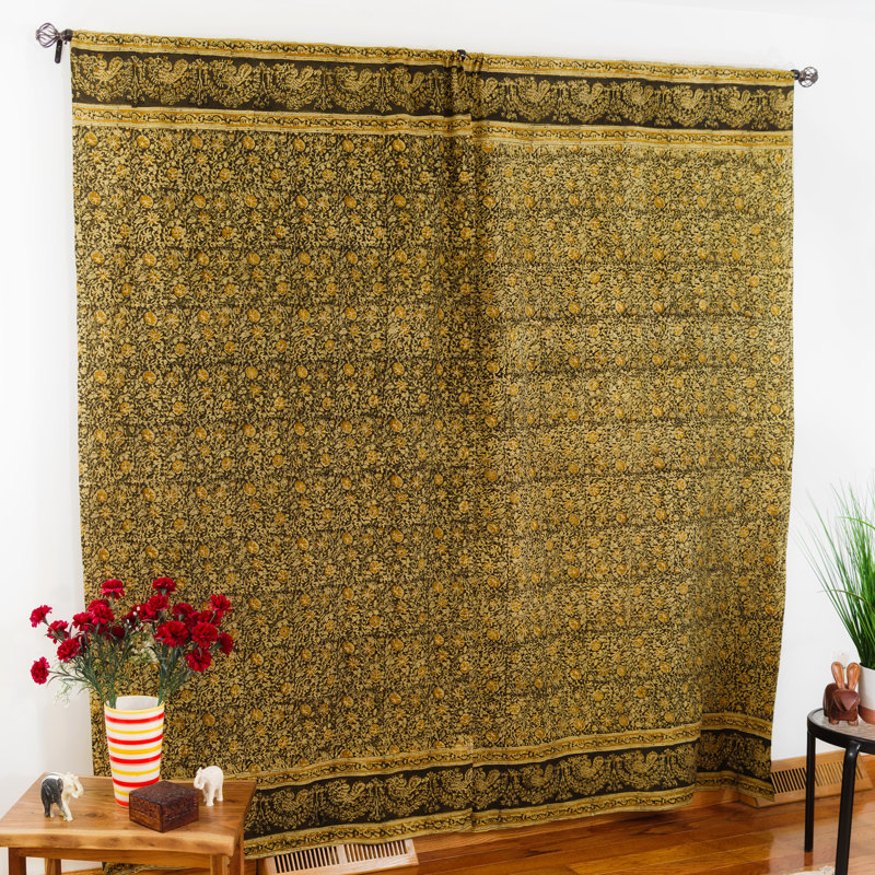 Orellana 100% Cotton Room Darkening Curtain Single Panel, Green