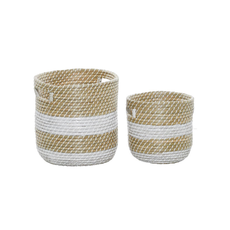 Seagrass Handmade Woven Two-Toned White Decorative and Functional Brown Storage Basket