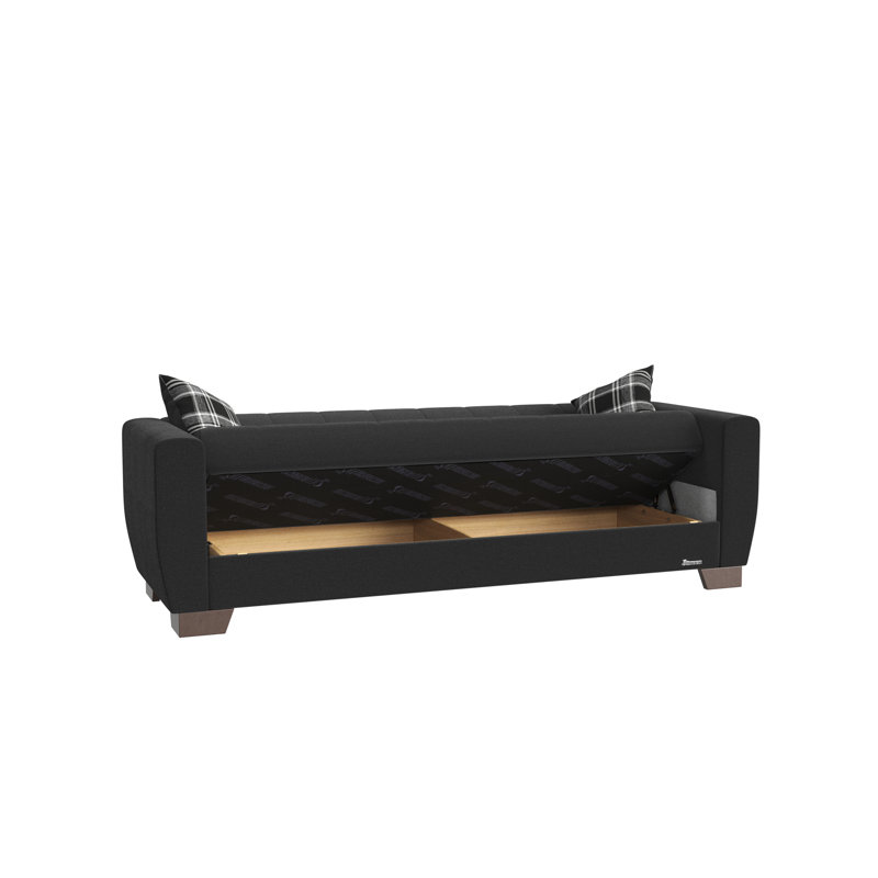 Canapé-lit rembourré convertible avec rangement, Noir