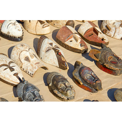 African Wooden Masks by Swisshippo - Wrapped Canvas Print