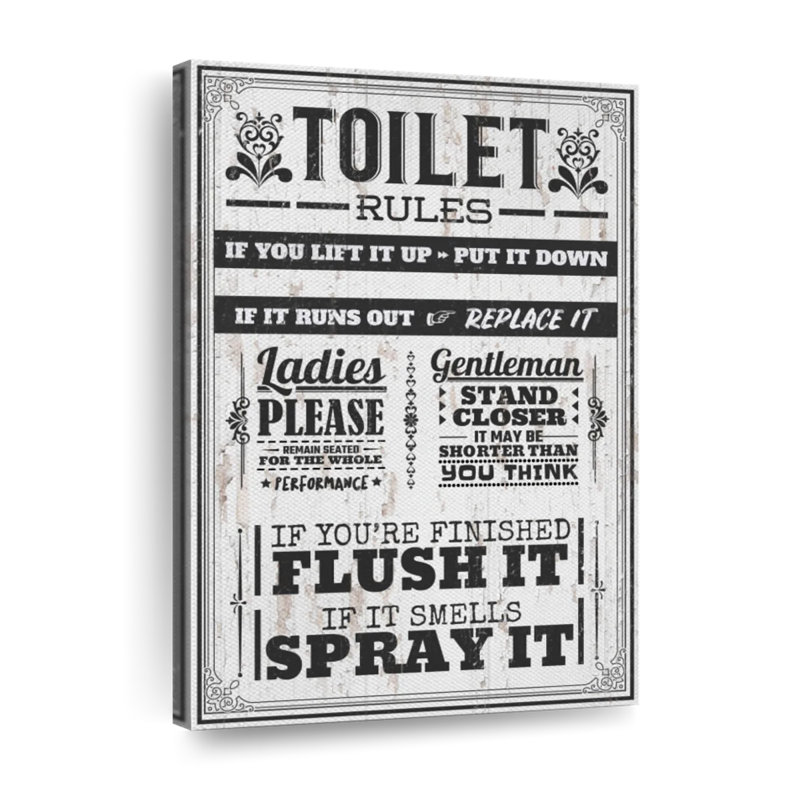 Proper Bathroom Rules Canvas Print, 48" H x 32" W x 1.25" D