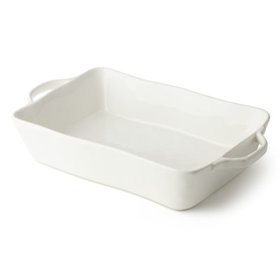 Lin rectangulaire en grès crème 14 po x 8,75 po x 2,75 po Baker