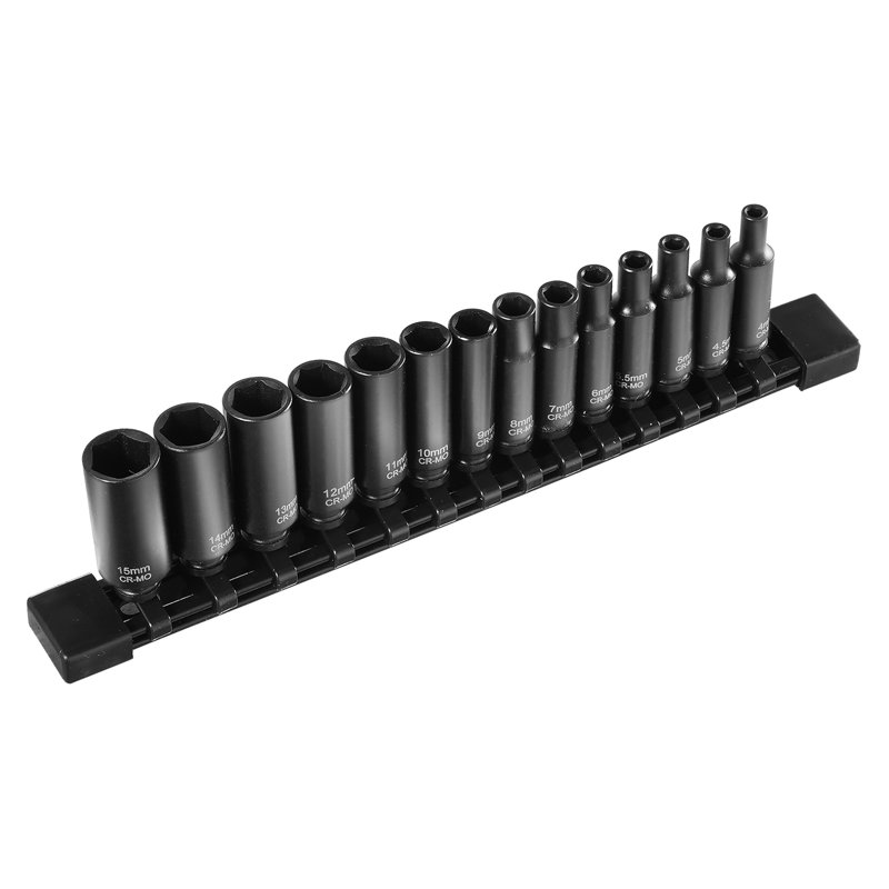 Impact Sockets Set 14Pcs 6-Point 1/4" Drive Bit Ratchet Tool Kit Case