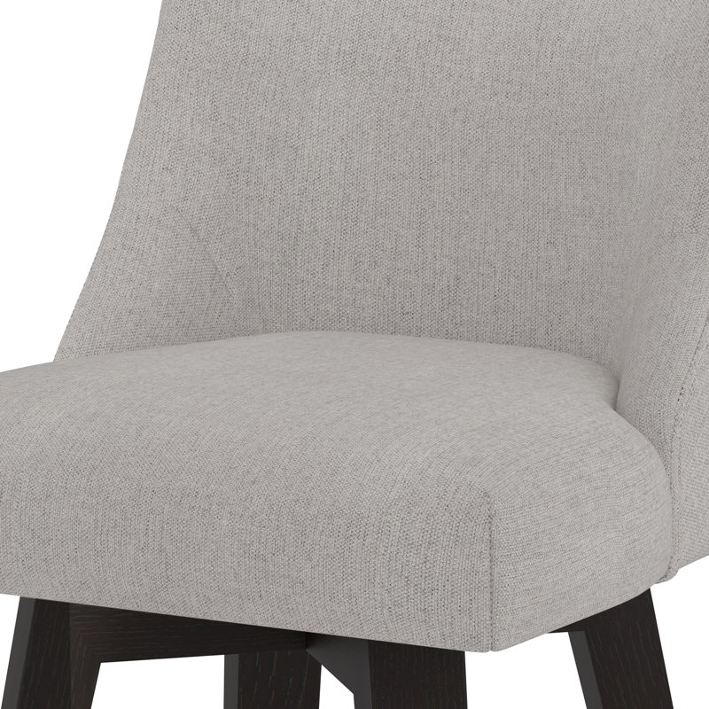 Tabouret pivotant avec structure en bois massif Malakeh, Gris clair, Tabouret de comptoir (siège d'une hauteur de 26 p, 2
