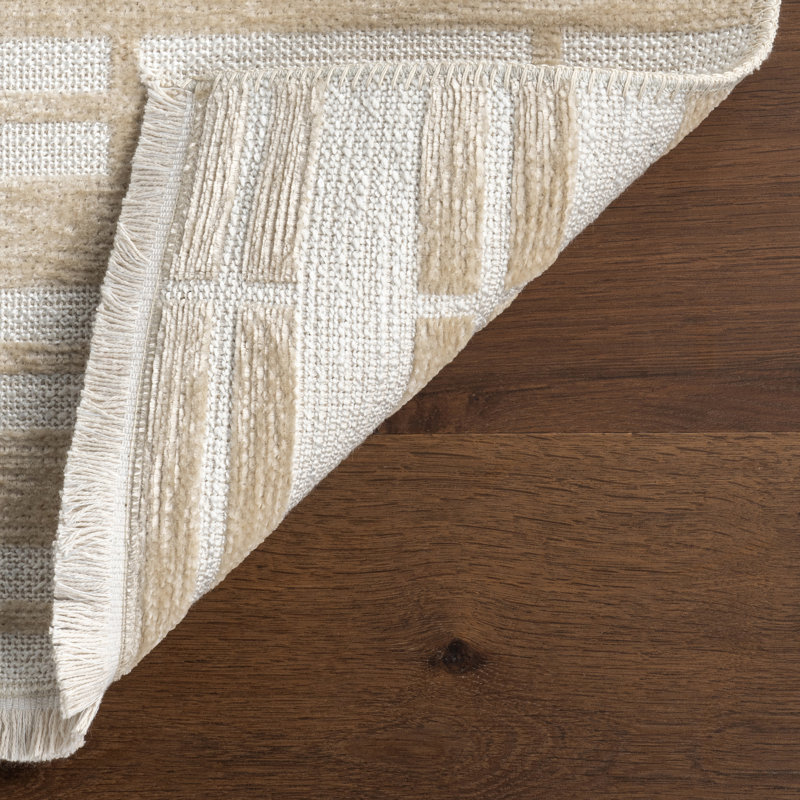 Mortica Striped Machine Washable Area Rug, Rectangle 4' x 6'
