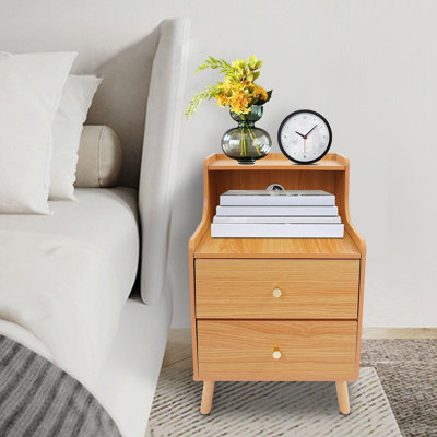 Table de chevet de 40 cm avec 2 tiroirs