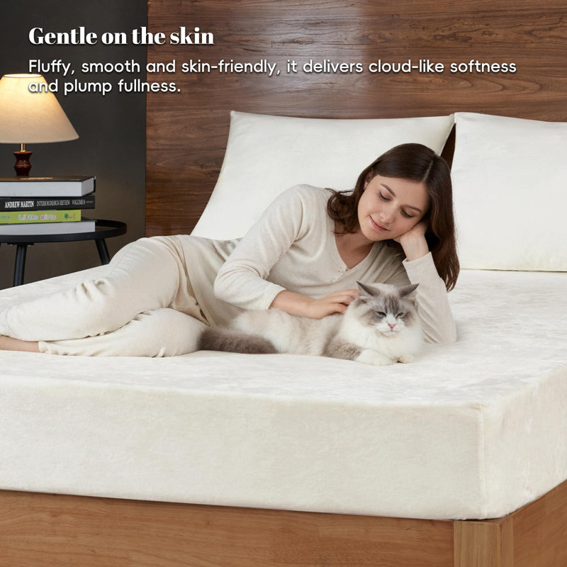 PHF Truly Velvet Fitted Sheet, Luxury Super Soft Cozy Fuzzy Fleece Bottom Sheet, Deep Pocket Up to 16",Strenghth Elastic Band, Suitable for Fall Winter Spring,No Pillowcases