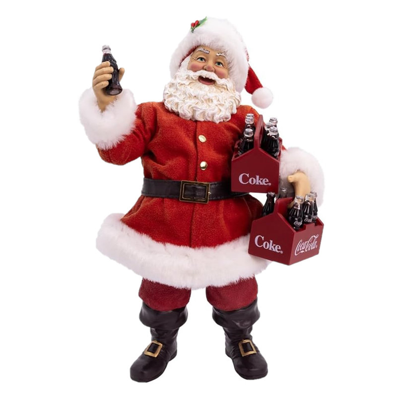  Figurine de Noël Fabustré, père Noël tenant deux paquets de Coca-Cola, 10,5 po