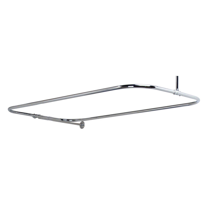 48" L Adjustable D-Shaped Fixed Shower Curtain Rod, Polished Chrome
