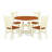 5 Piece Dining Table Set for 4 Includes a Round Kitchen Table with Dropleaf & Shelves and 4 Kitchen Dining Chairs, 42x42 Inch, Buttermilk & Cherry-386459553-386459555