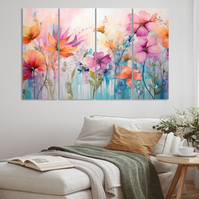 Multicolor Floral Symphony I - Abstract Botanicals Metal Wall Decor Set