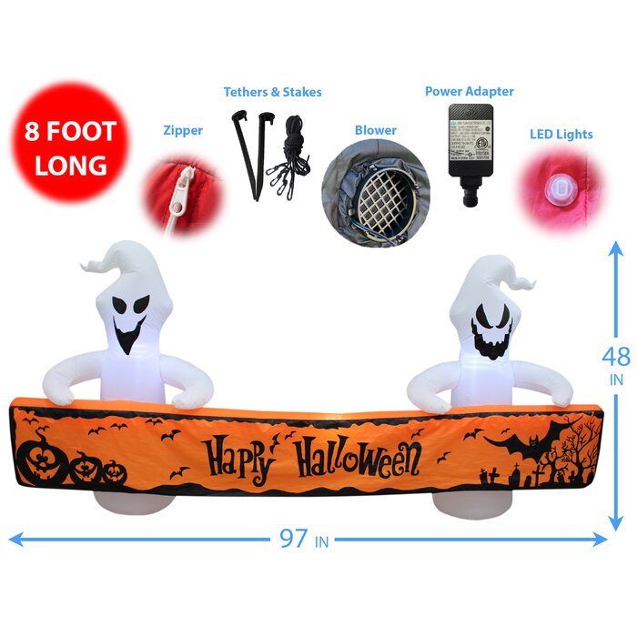 The Holiday Aisle® Ghosts with Banner Inflatable & Reviews | Wayfair