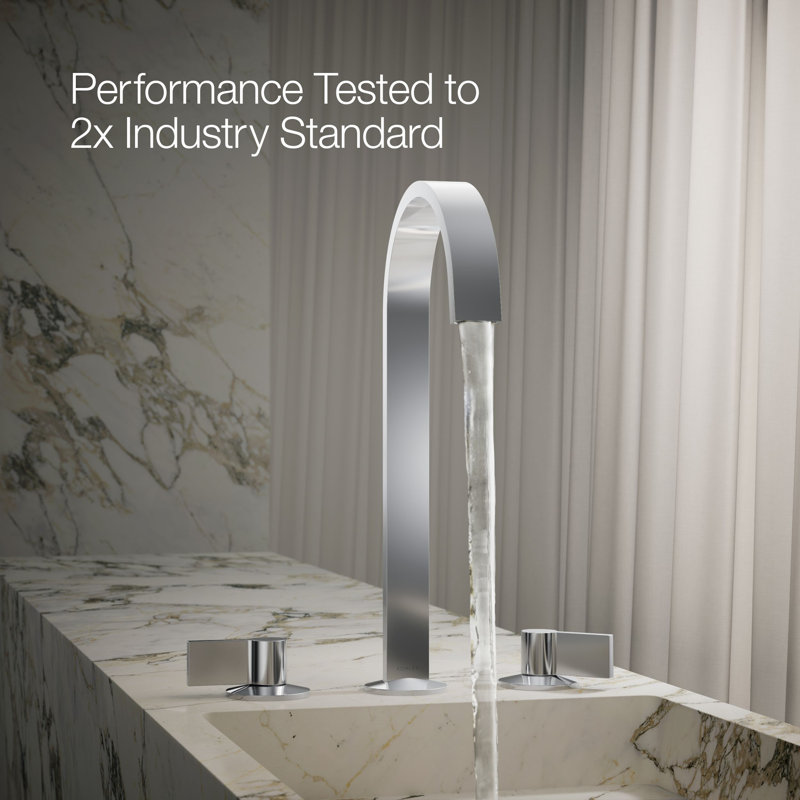 Components Bathroom Sink Spout With Ribbon Design, Polished Chrome