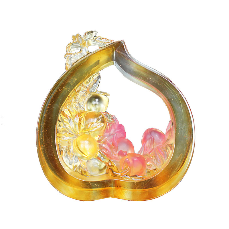 LIULI Crystal, Peace Figurine | Spring Peach of Longevity