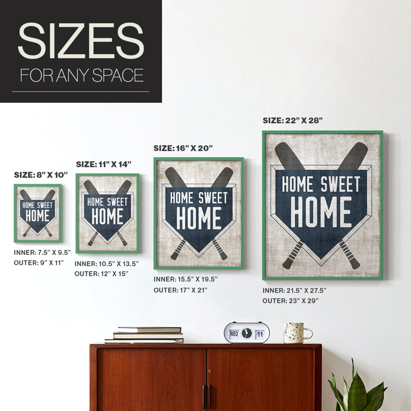 Impression encadrée Home Sweet Home Base - bois massif, Vert, H 30 po x l 24 po