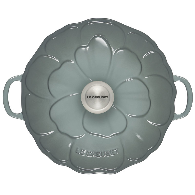 Sea Salt Enameled Cast Iron Petal Braiser with Handles, 2.25qt