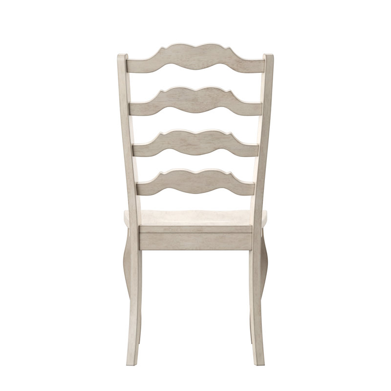 Greisofe 78" Solid Wood Oak Finish Top 6-Piece Dining Set With French Ladder Back Chairs And Bench, White, White