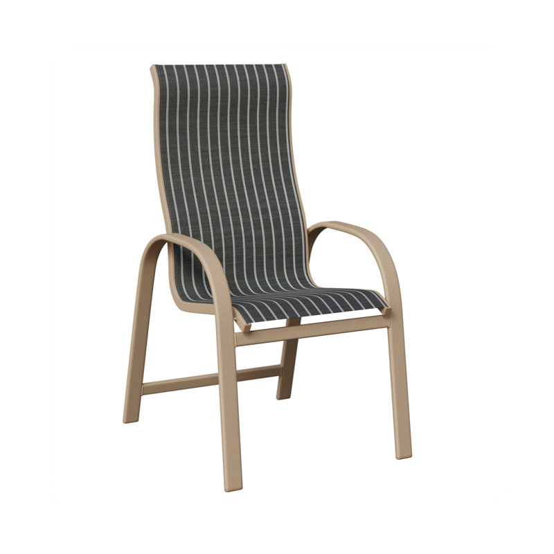 Chaise en aluminium Amma Sahara Speckle, Whisper rayé bleu marine, Aluminium moucheté Sahara