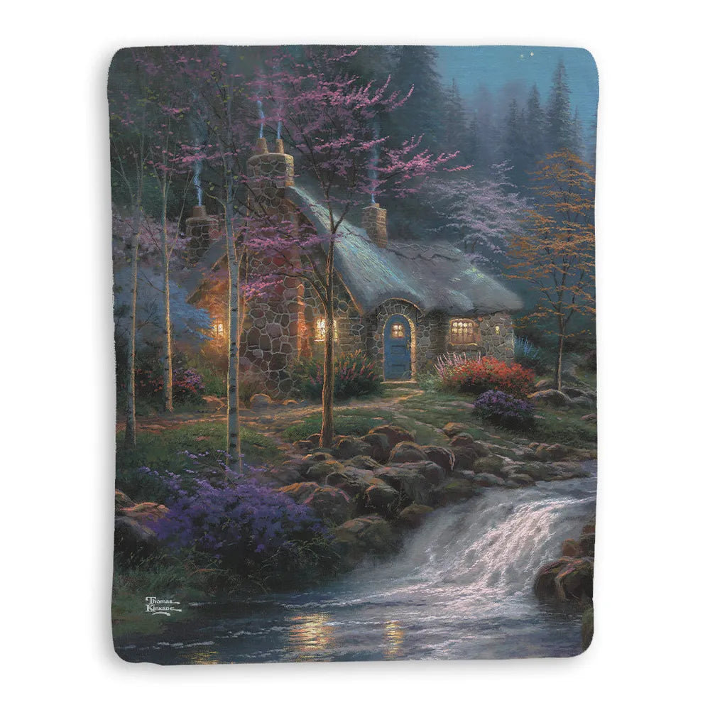 Thomas Kinkade Studios Thomas Kinkade Twilight Cottage Sherpa Throw Blanket