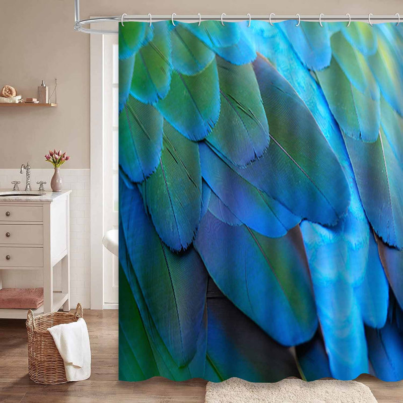 Rideau de douche Green Bird Feathers, L 72 po x l 84 po