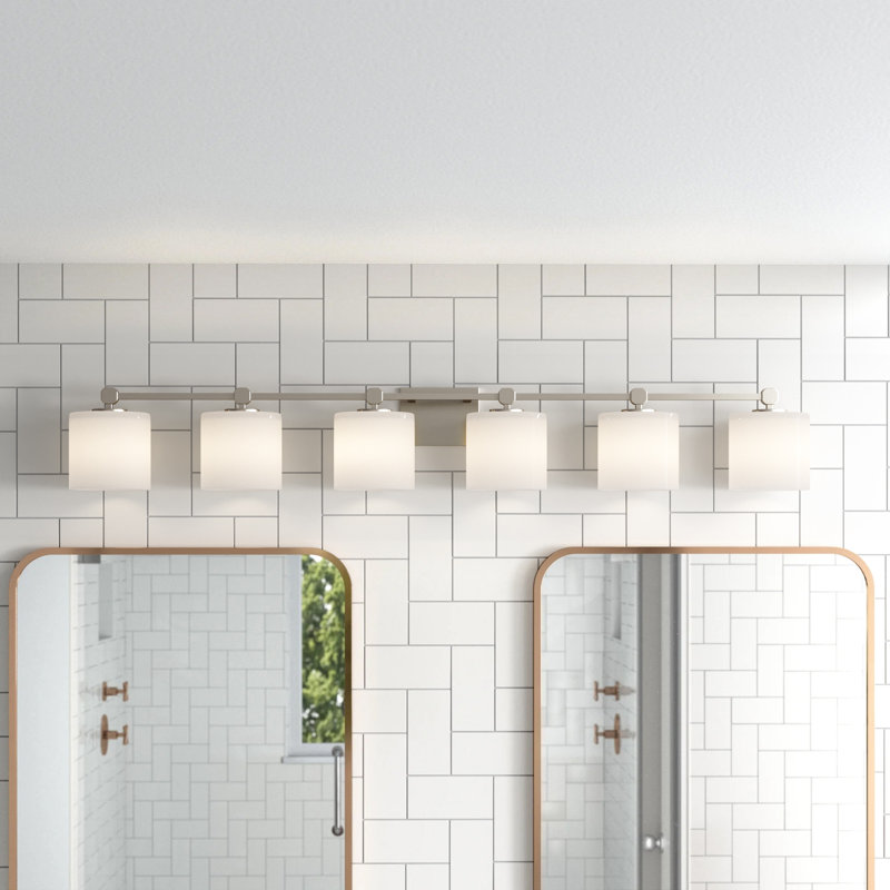 Éclairage de salle de bain à intensité variable à 6 lumières Casson, Opale, Nickel brossé