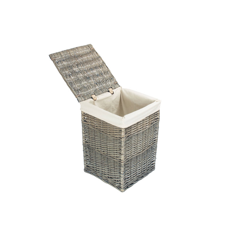 Wicker Lined Laundry Basket, Small
