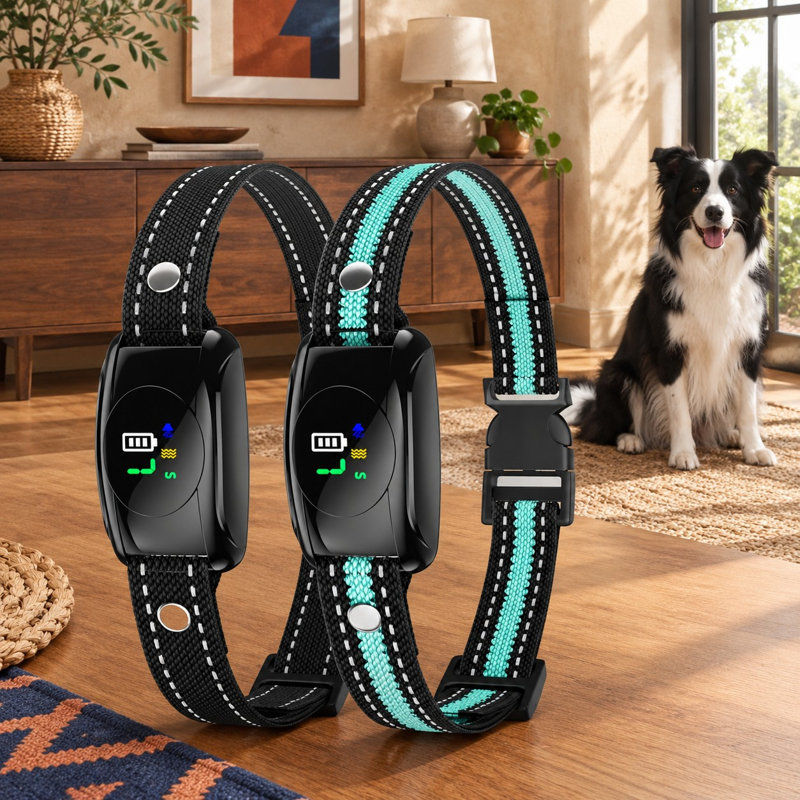L'entraînement à l'écorce extérieur ou intérieur pour les chiens de taille moyenne et grande pesant 15 à 120 lb est soutenu par ce paquet de 2 colliers imperméables et résistants aux chocs IPX7, offrant 5 options de bips, des vibrations et 7 nivea
