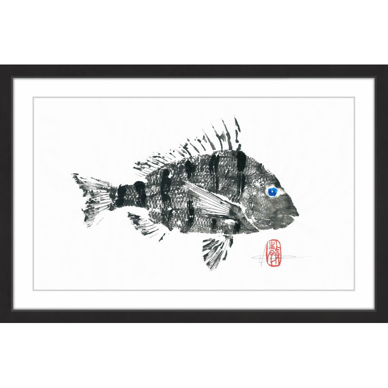 « sheepshead », reproduction d’art encadrée, H 30 po x l 45 po x P 1,5 po