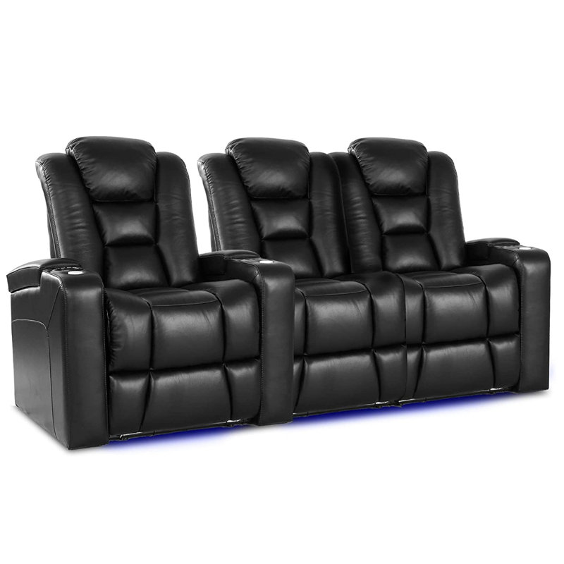 Siège de cinéma en cuir véritable de 104,5 po de largeur avec porte-gobelet