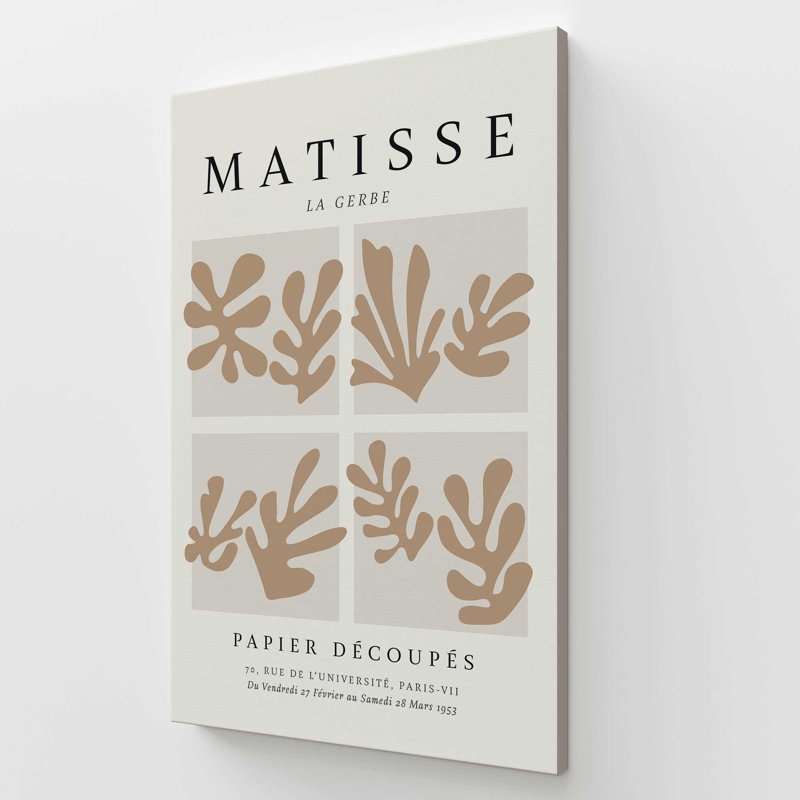 Matisse's La Gerbe Quartet en brun, Toile tendue, H 54 po x l 36 po x P 1,25 po