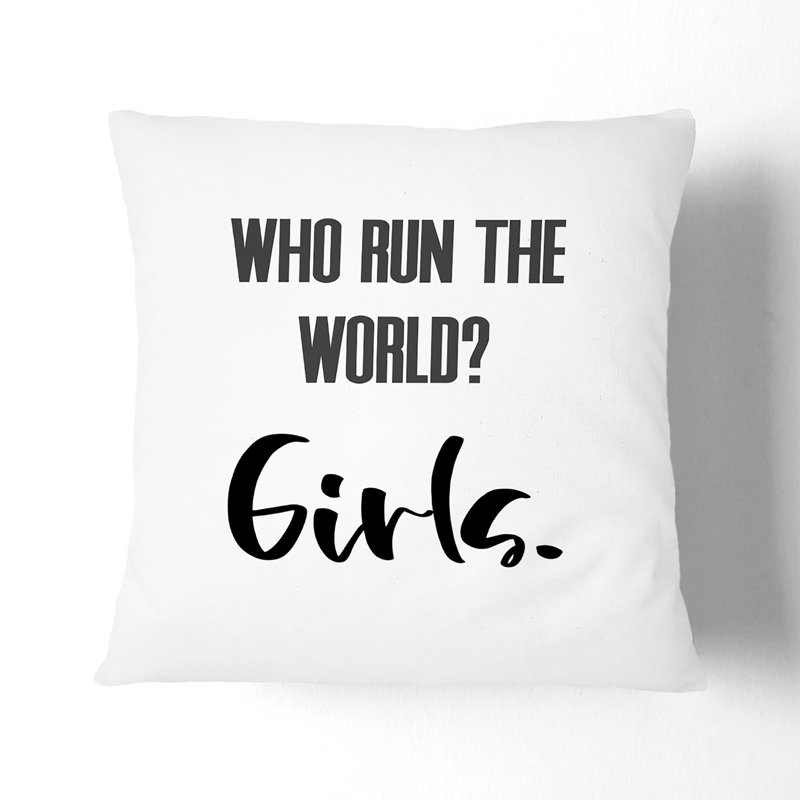 Who Run the World Scatter Cushion, 40cm H x 40cm W x 15cm D, Stone