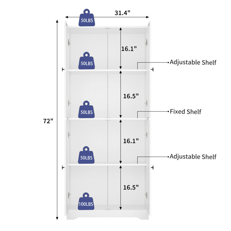 Armoire de rangement 72 po, Blanc