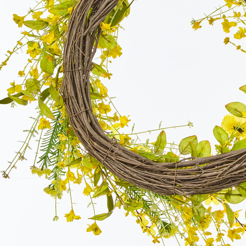 Couronne de coquelicot 24 po / Forsythia 24 po, H 24 po x l 24 po
