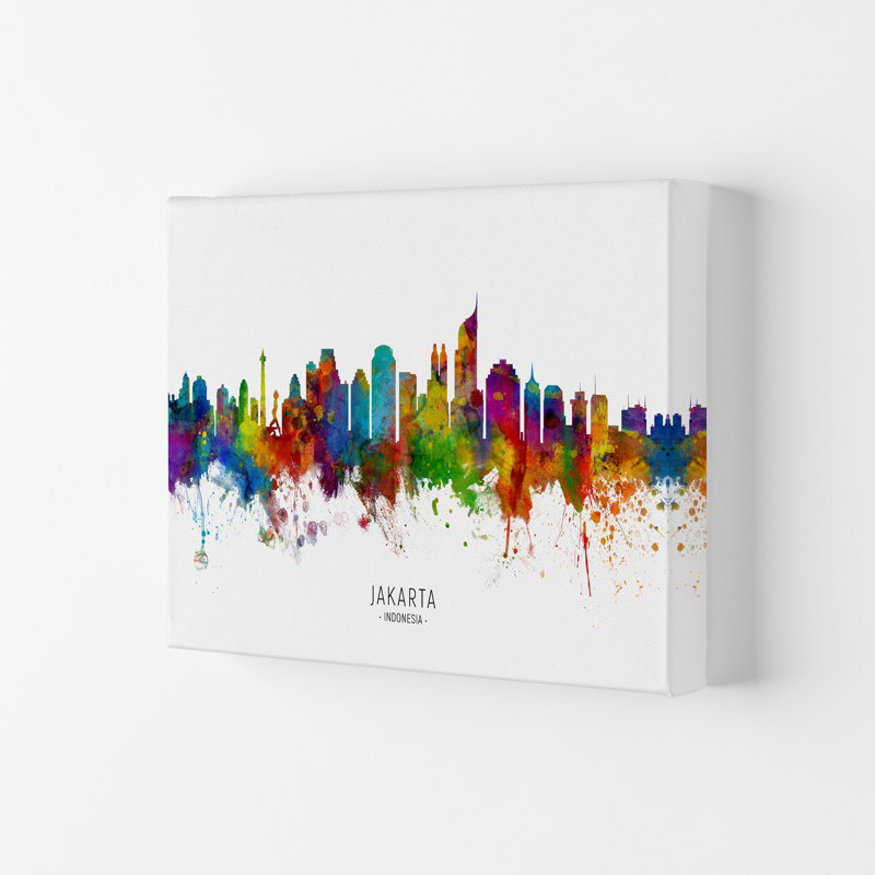 Jakarta Indonesia Skyline by Michael Tompsett - Print, Wrapped Canvas, 42cm H x 59.4cm W x 4cm D