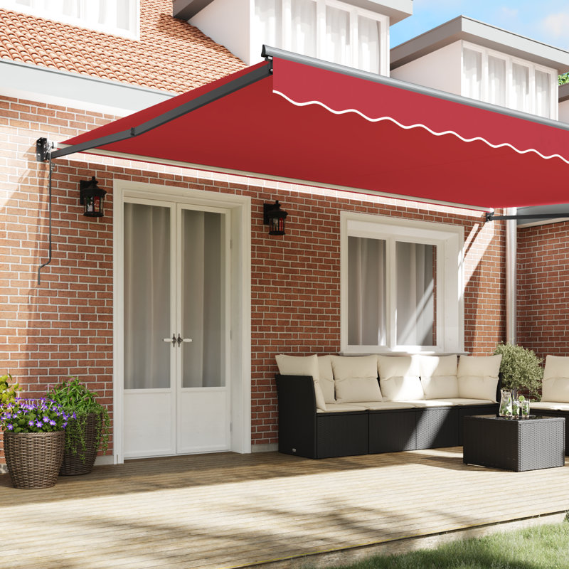 Brayden Studio Retractable Patio Awning, 500 cm W x 300 cm D, Red