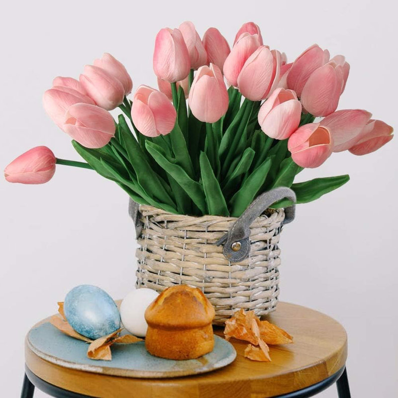 30Pcs tulipes fleurs artificielles roses fausses tulipes faux latex ...