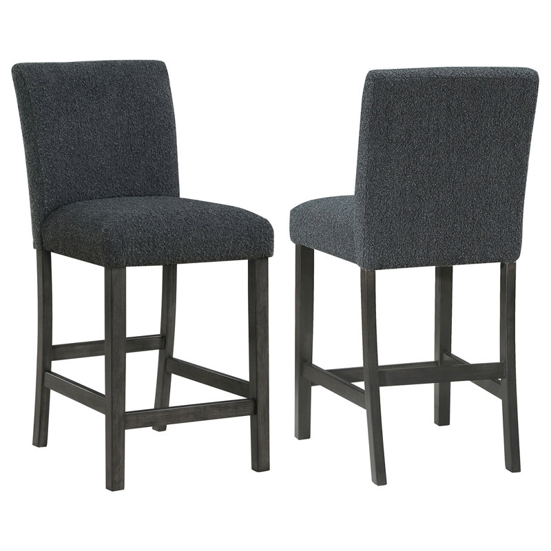 Ensemble de 2 chaises de comptoir rembourrées Murtry Boucle, Noir