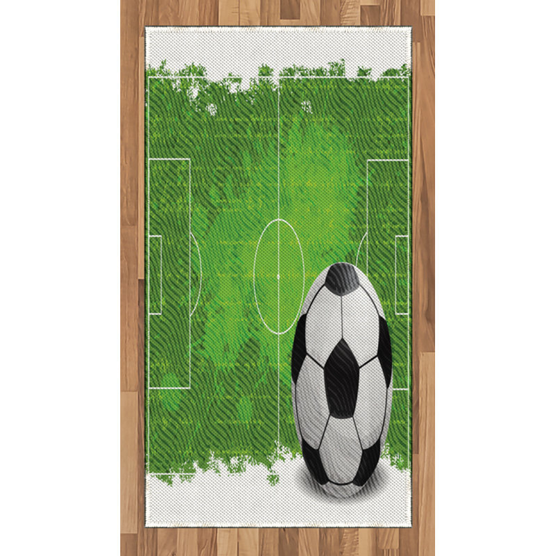 Soccer High Density Long Fiber Poly Threads Decorative Area Rug Carpet, Rectangle 2'7" x 5'