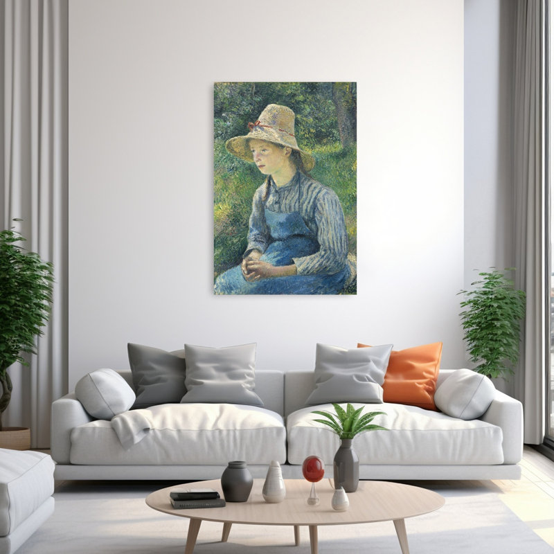 Peasant Girl With A Straw Hat, 1881 Abstract Contemporary Portrait Wall Art Print, 152.4cm H x 101.6cm W