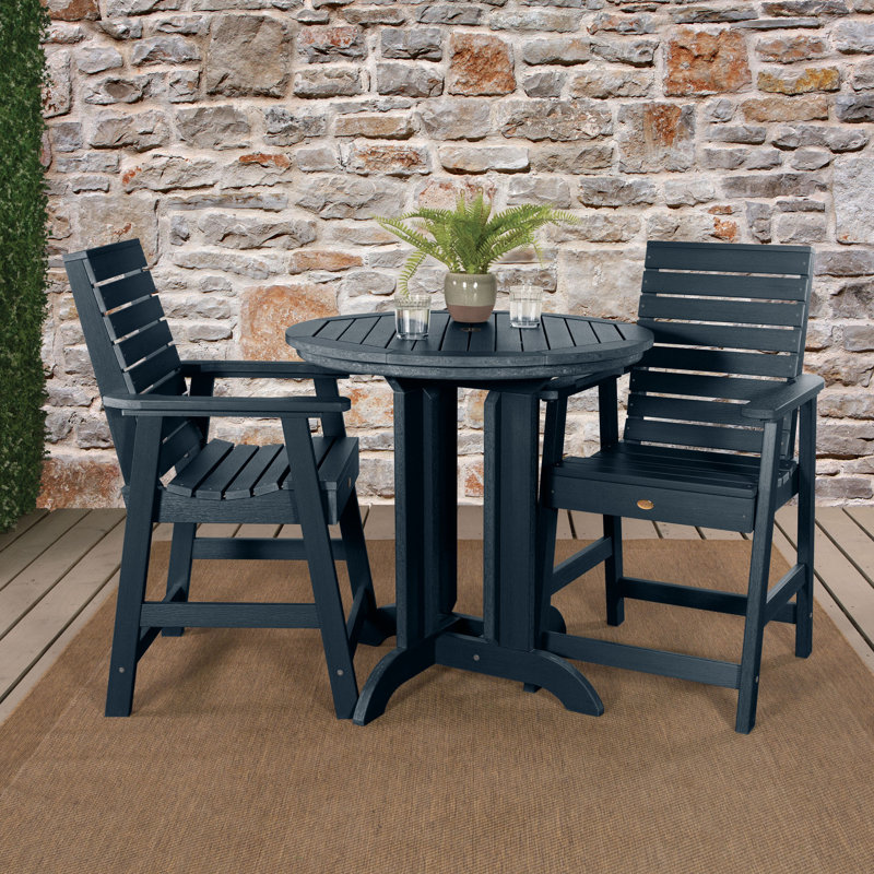 Machado 2-Person 36" Round, Counter-Height Dining Set, Federal Blue