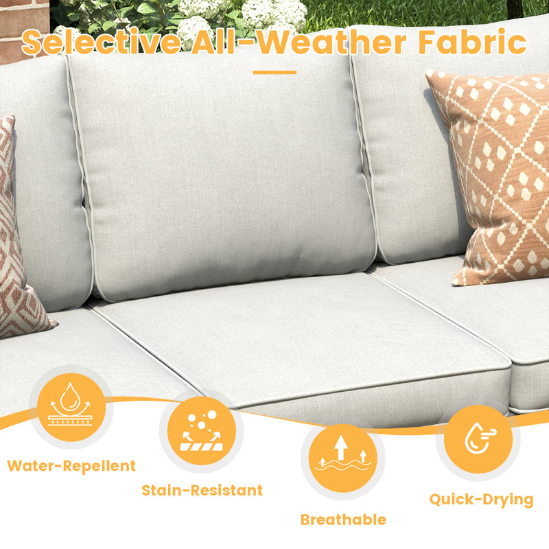 3-seater Patio Wicker Sofa Chairs with Cushions, Gray